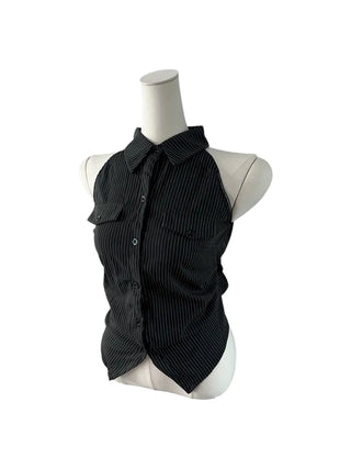 Annes Stripe Pocket Sleeveless Shirt