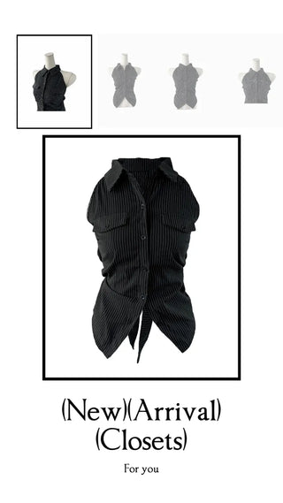 Annes Stripe Pocket Sleeveless Shirt