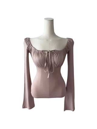 Lebetty Square Ribbon Balloon Strap Long Sleeve Tee