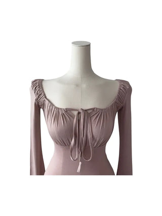 Lebetty Square Ribbon Balloon Strap Long Sleeve Tee