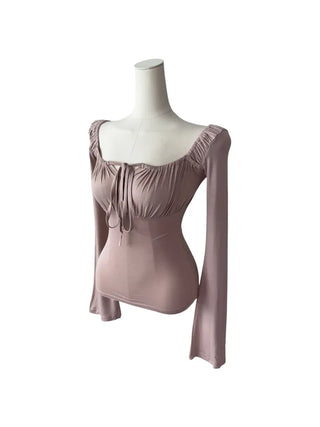 Lebetty Square Ribbon Balloon Strap Long Sleeve Tee