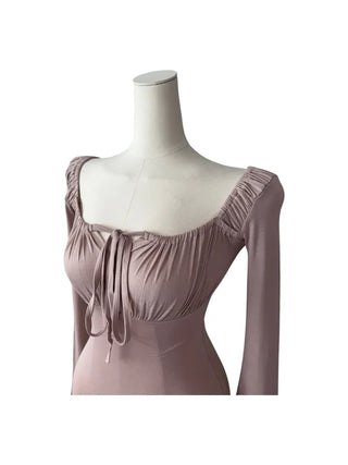 Lebetty Square Ribbon Balloon Strap Long Sleeve Tee