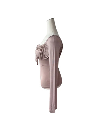 Lebetty Square Ribbon Balloon Strap Long Sleeve Tee