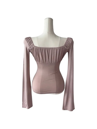 Lebetty Square Ribbon Balloon Strap Long Sleeve Tee