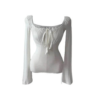 Lebetty Square Ribbon Balloon Strap Long Sleeve Tee