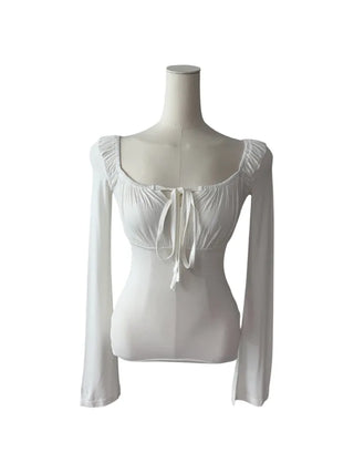 Lebetty Square Ribbon Balloon Strap Long Sleeve Tee