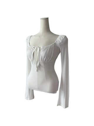 Lebetty Square Ribbon Balloon Strap Long Sleeve Tee