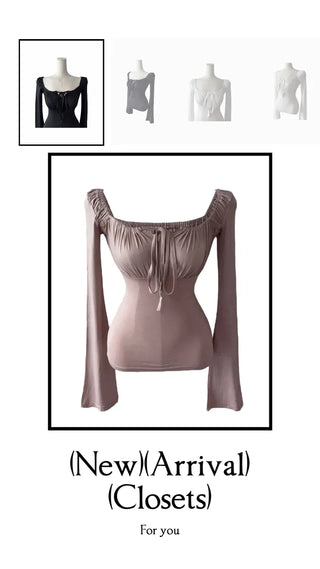 Lebetty Square Ribbon Balloon Strap Long Sleeve Tee