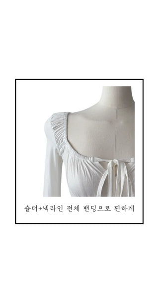 Lebetty Square Ribbon Balloon Strap Long Sleeve Tee