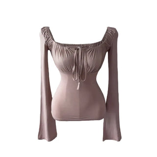 Lebetty Square Ribbon Balloon Strap Long Sleeve Tee