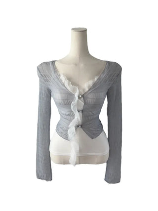 Icing see-through cropped cardigan