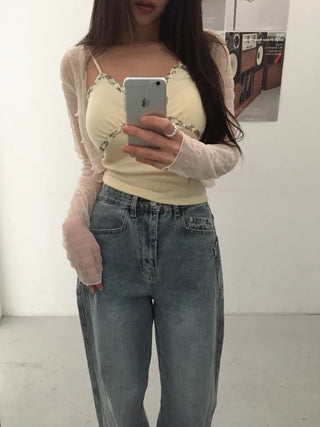 Icing see-through cropped cardigan