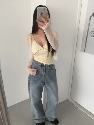 Icing see-through cropped cardigan