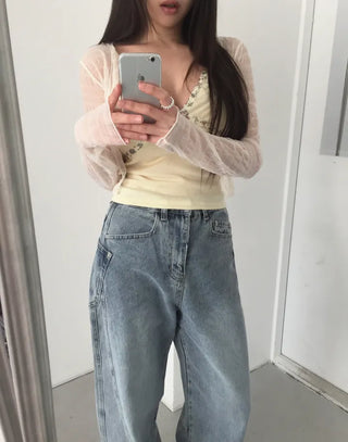 Icing see-through cropped cardigan