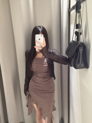 Icing see-through cropped cardigan