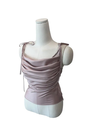 Glory satin drape sleeveless blouse