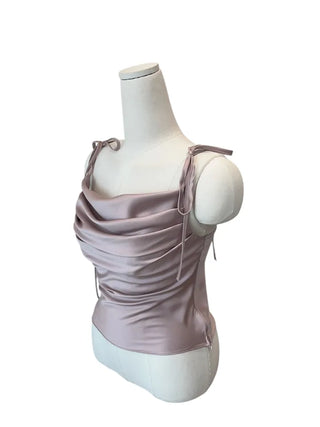 Glory satin drape sleeveless blouse