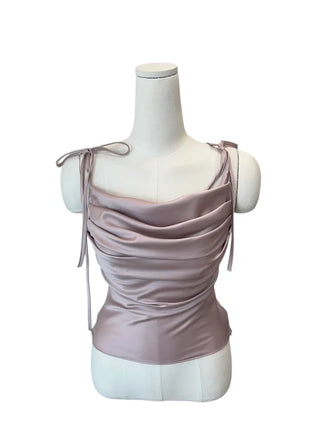 Glory satin drape sleeveless blouse