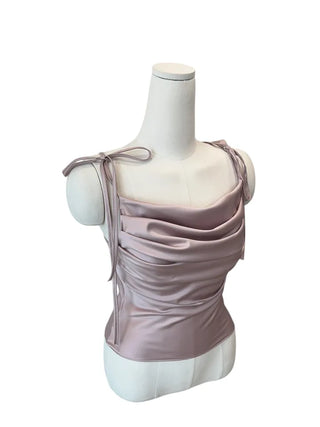 Glory satin drape sleeveless blouse