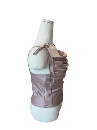 Glory satin drape sleeveless blouse