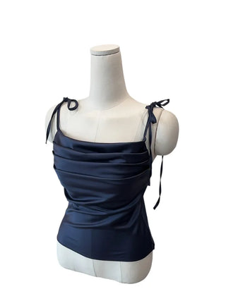 Glory satin drape sleeveless blouse