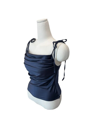 Glory satin drape sleeveless blouse