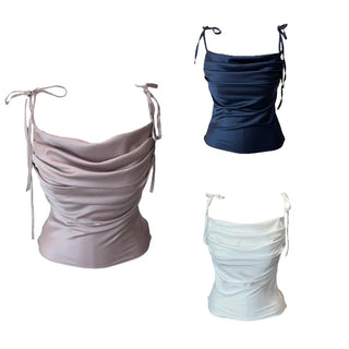 Glory satin drape sleeveless blouse