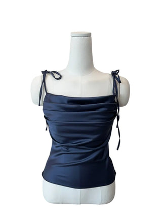 Glory satin drape sleeveless blouse
