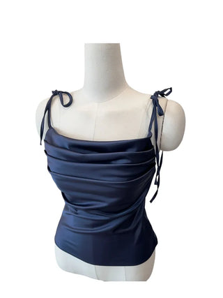 Glory satin drape sleeveless blouse
