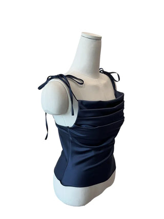 Glory satin drape sleeveless blouse