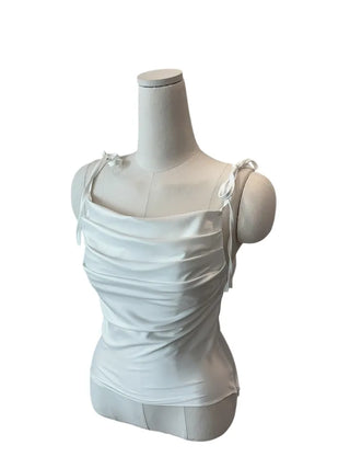 Glory satin drape sleeveless blouse