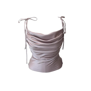 Glory satin drape sleeveless blouse