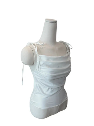 Glory satin drape sleeveless blouse