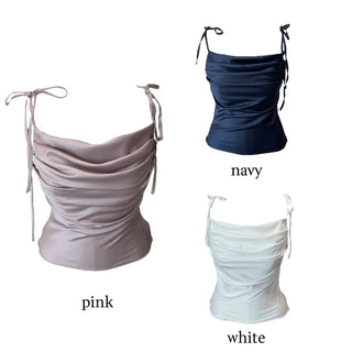 Glory satin drape sleeveless blouse