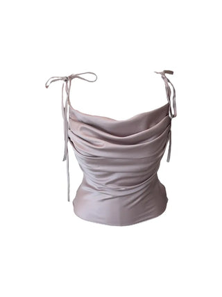 Glory satin drape sleeveless blouse
