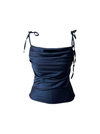 Glory satin drape sleeveless blouse