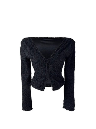 Poodle cute semi-cropped cardigan