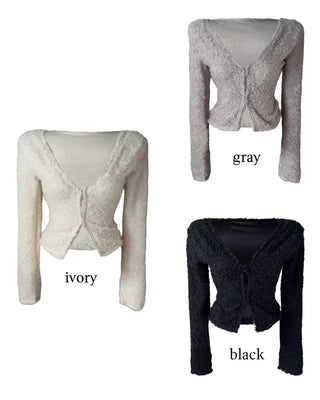 Poodle cute semi-cropped cardigan