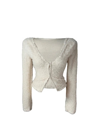 Poodle cute semi-cropped cardigan