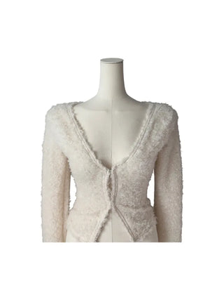 Poodle cute semi-cropped cardigan