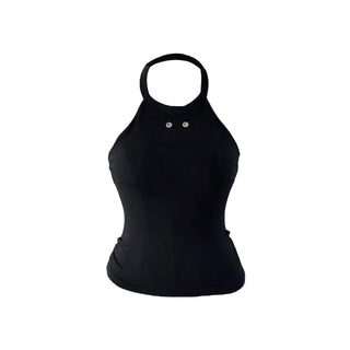 Terrine double ring eyelet halterneck top