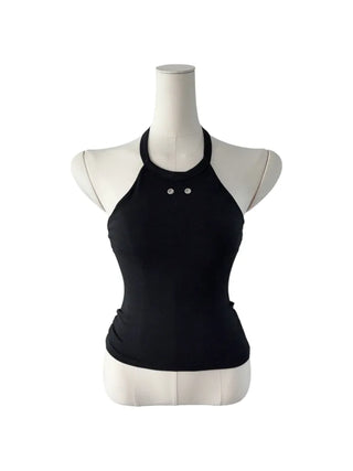 Terrine double ring eyelet halterneck top