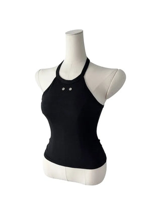 Terrine double ring eyelet halterneck top
