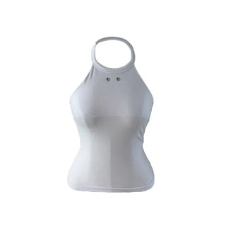 Terrine double ring eyelet halterneck top