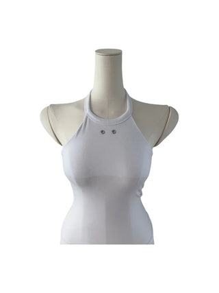 Terrine double ring eyelet halterneck top