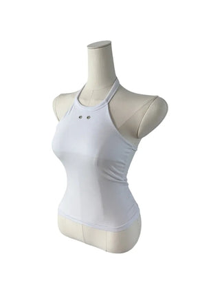 Terrine double ring eyelet halterneck top
