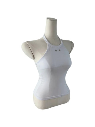 Terrine double ring eyelet halterneck top