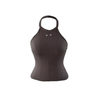 Terrine double ring eyelet halterneck top