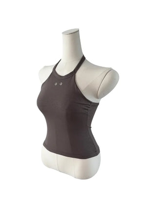 Terrine double ring eyelet halterneck top