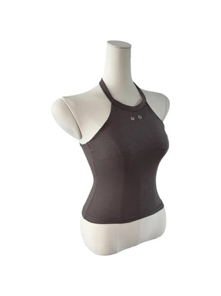Terrine double ring eyelet halterneck top
